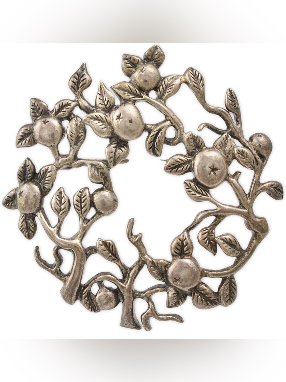 Vintage Sterling Silver Blueberry Wreath Brooch by Museum of Fine Arts Boston
